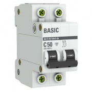 Автоматический выключатель EKF Basic ВА 47-29 2P 50А (C) 4,5кА (автомат электрический)