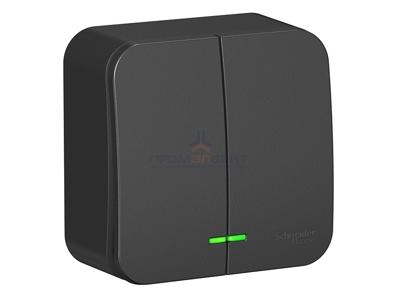 Выключатель 2-клавишный с подсветкой (cх.5) Blanca Schneider Electric 10А 250В антрацит