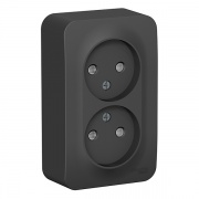 Розетка 2-ая без заземления со шторками Blanca Schneider Electric 16А 250В антрацит изол.пластина