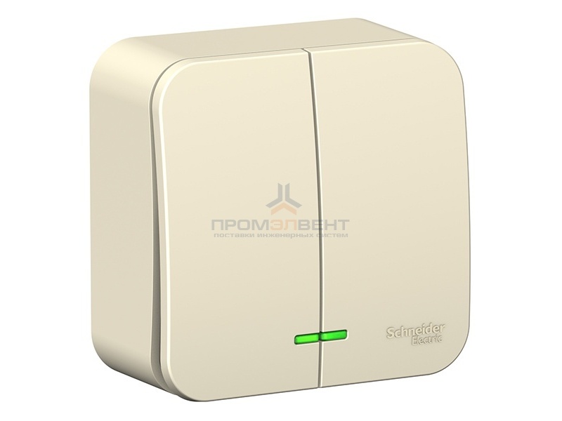 Выключатель 2-клавишный с подсветкой (cх.5) Blanca Schneider Electric 10А 250В молочный из.пластина