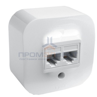 Розетка телефон+компьютер Legrand Quteo RJ11/RJ45 Cat5 UTP белый [уп 20шт]