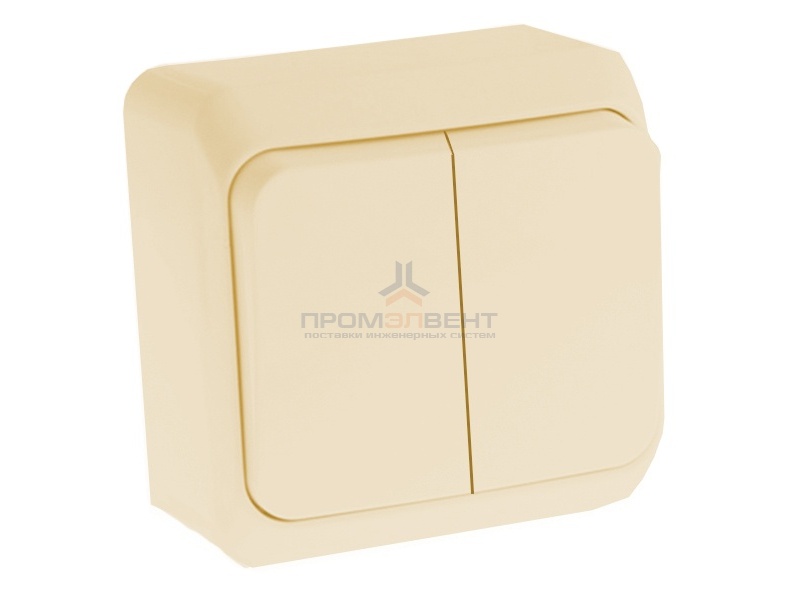 Выключатель двухклавишный Этюд кремовый [уп 25 шт]