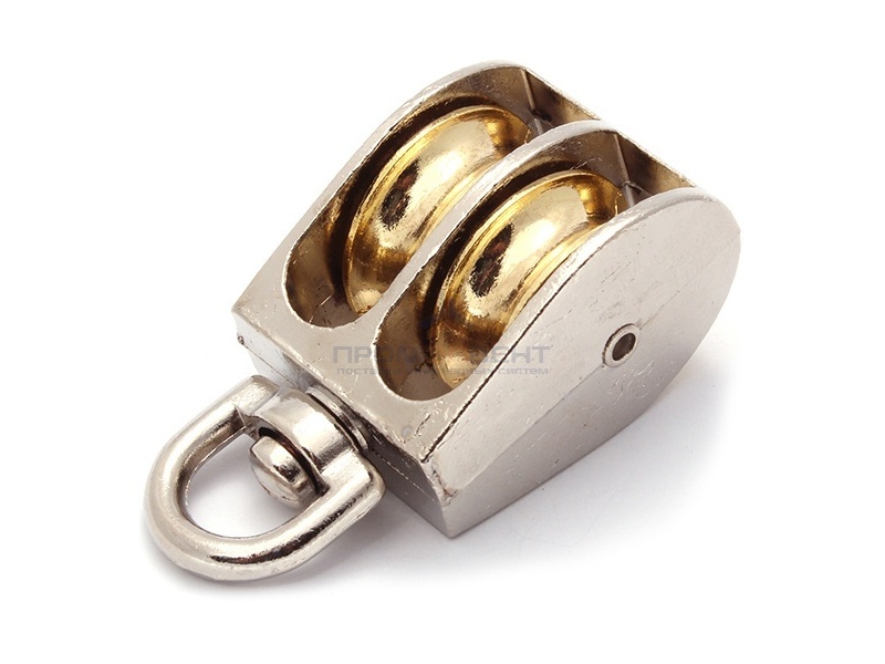 Блок для троса двойной 25мм металлический шкив (трос 7мм) оцинкованный