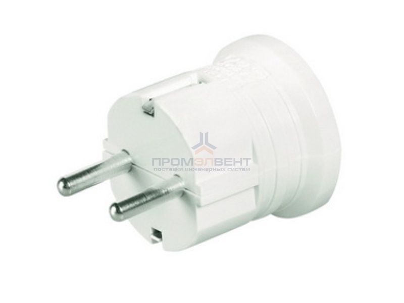 Вилка DKC 16А 2P+E 230В с центральным вводом кабеля белая