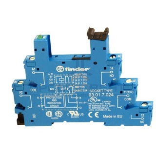 Розетка Finder 93.01.7.024 с винтовыми клеммами для реле 34 серии (с зажимной клетью)