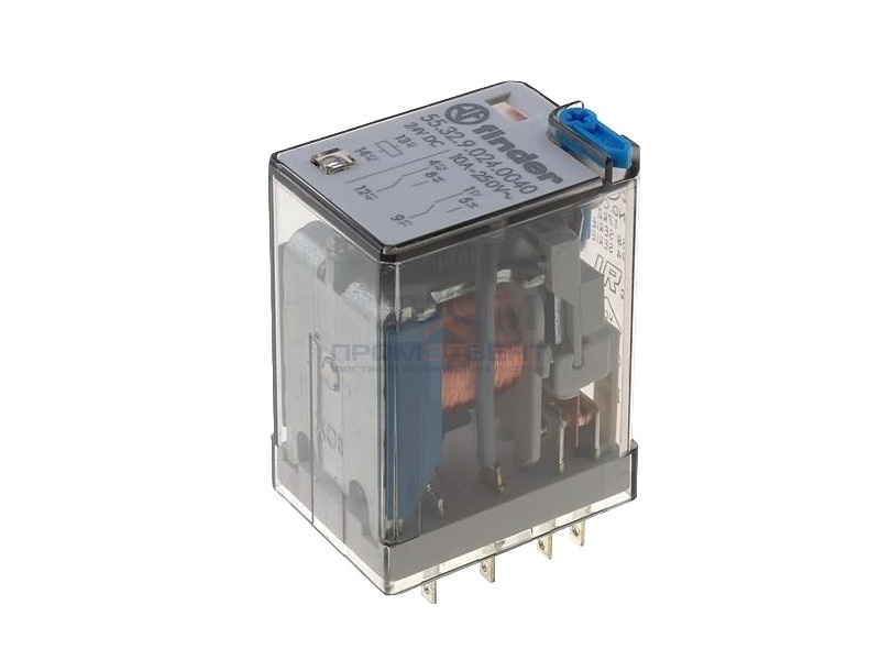 Миниатюрное реле Finder 4 контакта 7A DC 220В AgNi кнопка тест с блокировкой, индикатор